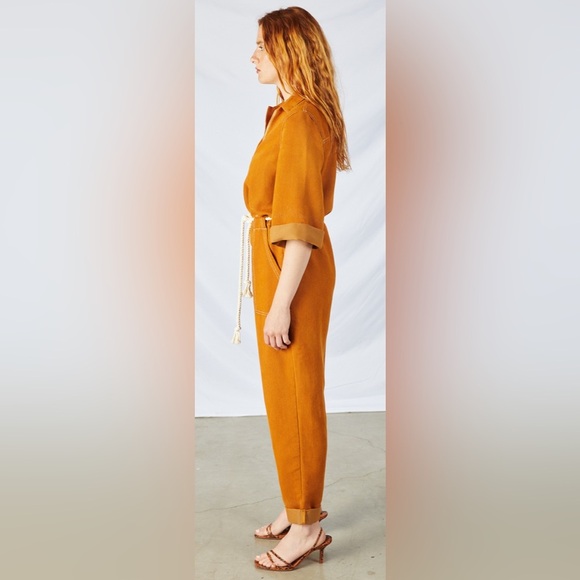 ETICA AMELIA FLIGHTSUIT - BURNT TURMERIC Brown Jumpsuit with Rope Belt - Picture 4 of 7